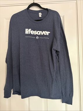 Size Large Lifesaver Navy Blue Graphic Long Sleeve Shirt